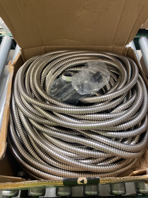 Photo 1 of 200 ft Garden Hsoe - 2025 Upgraded 304 Stainless Steel Garden Hose with 10-Function Spray Gun, 3/4'' Copper-Chrome Fittings – Lightweight, Durable, and Kink-Free, Metal Water Hoses for Gardening
