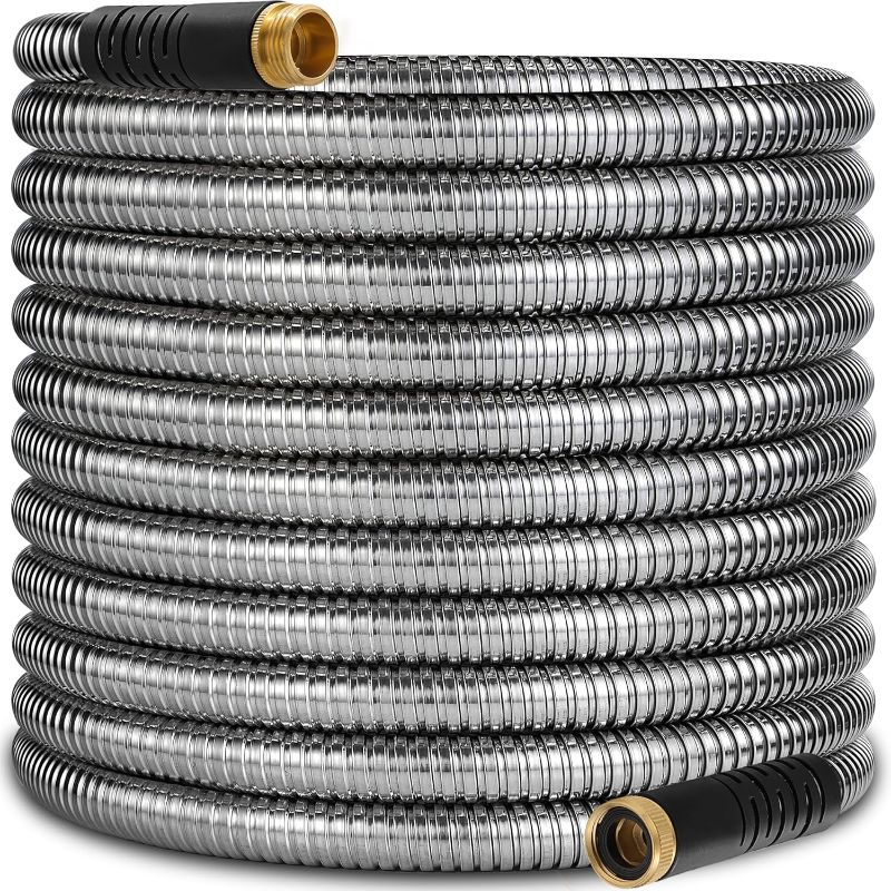 Photo 1 of 200 ft Stainless Steel Garden Hose - 2025 Upgraded Metal Water hose - Flexible Water Hose Pipes with Latex Core, 3/4" Solid Brass Connector - No-Expandable Garden Hoses
