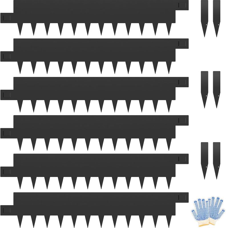 Photo 1 of 6PCS Metal Edging for Landscape - 40" L x 10" H Each (20ft Total),Metal Edging Border with 6 Clips, Galvanized Steel Edge for Lawn Yard
