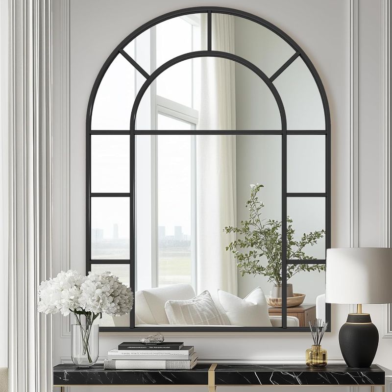 Photo 1 of Bathroom Mirror, 30x40 Arched Wall Mirror, Black Wall-Mounted Mirrors, Bathroom Vanity Mirror, Mirrors for Over Sink, Bathroom, Living Room, Bedroom, Entryway
