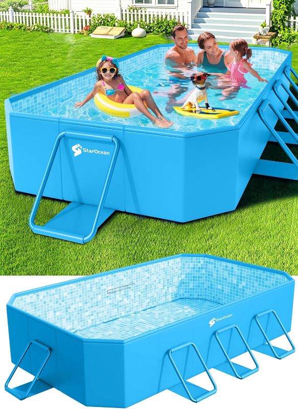 Photo 1 of Foldable Pool, Large Non-Inflatable Swimming Pool for Kids,Adult Collapsible Pools Hard Plastic Shell, Oversized Thickened,Portable Folding Kids Pools for Backyard 89"x48"x20"-Dark Blue
