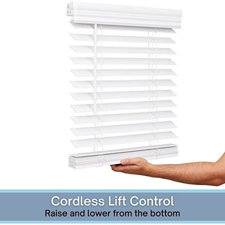 Photo 1 of 2" Cordless Faux Wood Blind - Bright White
