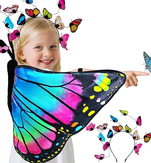 Photo 1 of iROLEWIN Fairy Toddler Kids-Butterfly-Wings-Costume for Girls Dress-Up Clothes Headband Bug Toys Halloween Birthday Gifts 3+