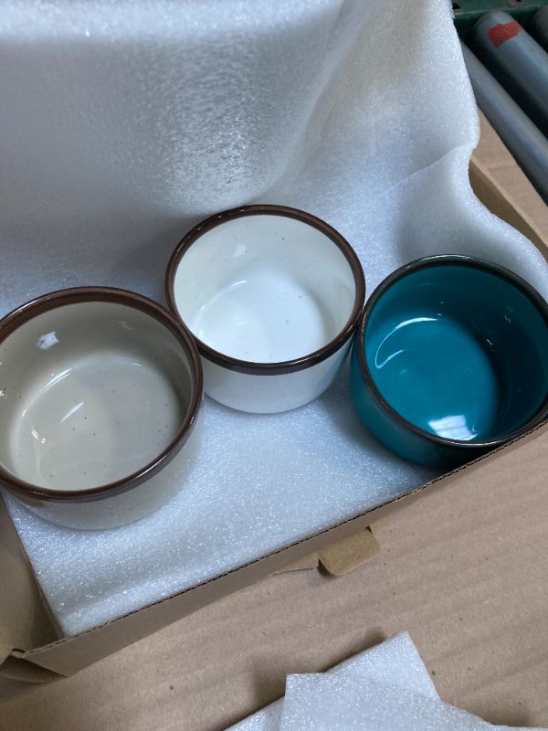 Photo 1 of 3PC Juimma Ramekins 8 oz, Creme Brulee Ramekins Oven Safe, Small Bowls Ceramic Baking Dishes for Pudding Custard, Dipping Sauce Cups for Souffle Ice Cream, Set of 3, Morandi Color