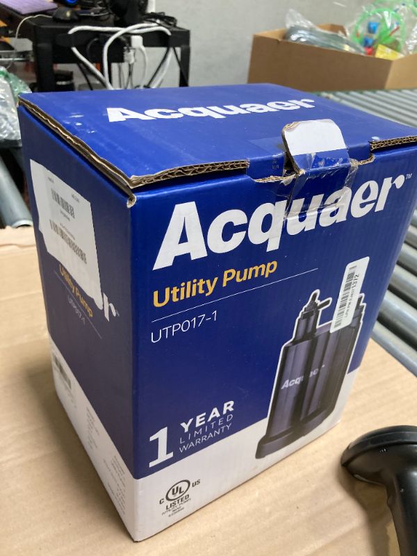 Photo 1 of Acquaer Submersible Water Pump 1/6 HP Sump Pump Thermoplastic Utility Pump Small Electric Water Pump 1750GPH Water Remove for Basement Hot Tubs Garden Pool Cover Draining with 10 ft Cord