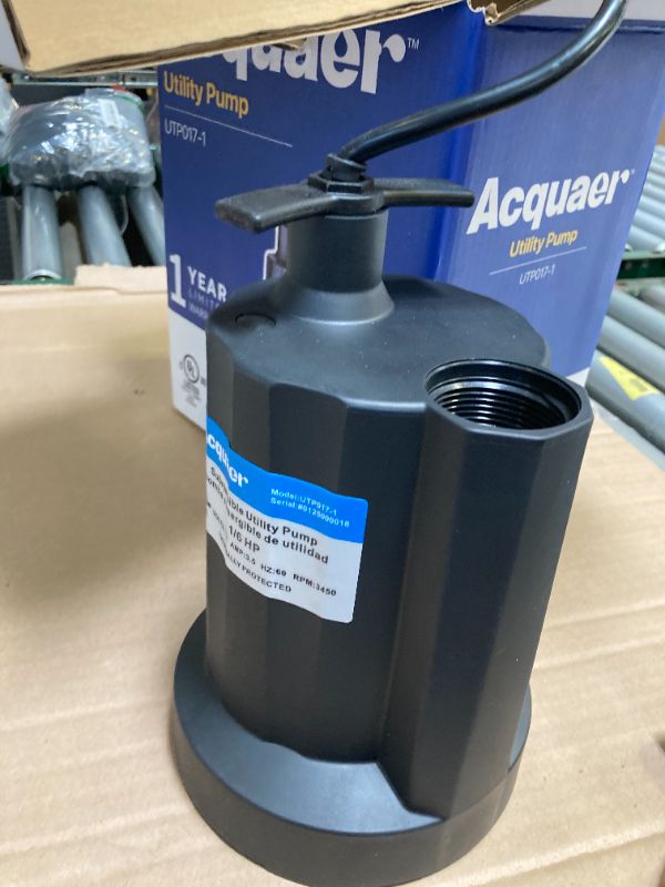 Photo 1 of Acquaer Submersible Water Pump 1/6 HP Sump Pump Thermoplastic Utility Pump Small Electric Water Pump 1750GPH Water Remove for Basement Hot Tubs Garden Pool Cover Draining with 10 ft Cord