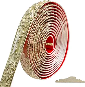 Photo 1 of Storystore Molding Trim Wall Trim, 1.4 in x 19.7 FT Peel and Stick Wall Molding, Self Adhesive Crown Molding for Home Decor Wall Molding, TV Background Wall, Mirror Edge (Champagne Gold)