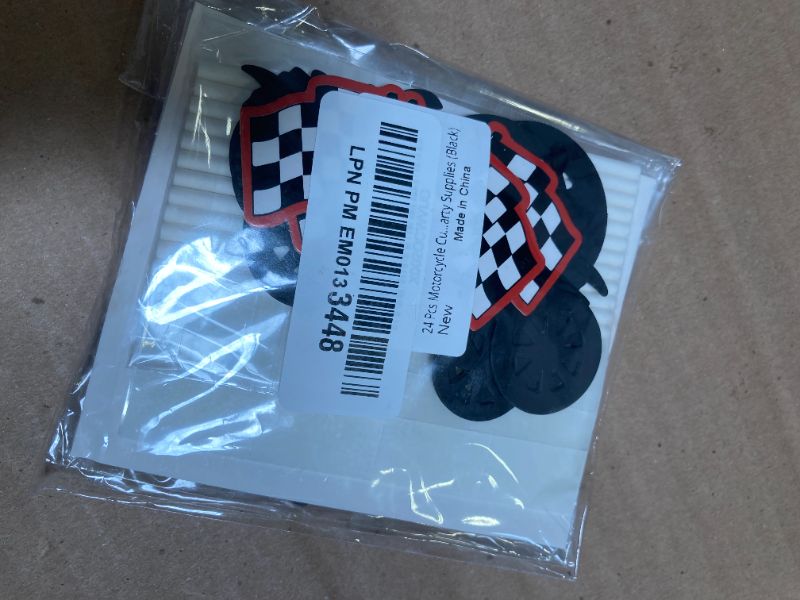 Photo 1 of 24 Pcs Motorcycle Cupcake Toppers for Motorcycle Theme Party Decorations, Racing Party Cupcake Decors for Boy's Birthday, Sports Theme Celebrating Party Supplies (Black)