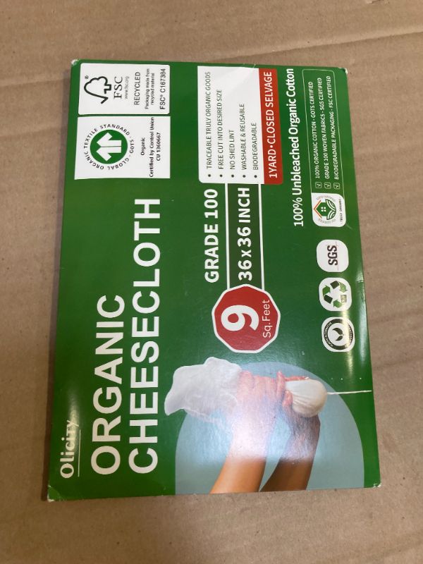 Photo 1 of Organic Cheese Cloths, GOTS Certified, Grade 100, 36x36Inch, Reusable Cheese Cloth with Closed Edges Fabric Fine Mesh Cloth, Unbleached Cotton Muslin Cheesecloth for Straining,Cooking,Crafts - 9 Sq.Ft