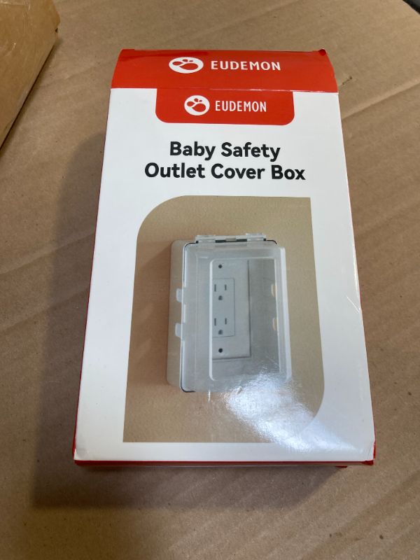 Photo 1 of EUDEMON 1 Pack Updated Baby Safety Electrical Outlet Cover Box Childproof Plug Cover - More Space for Large Plugs Easy to Install & Use (White)