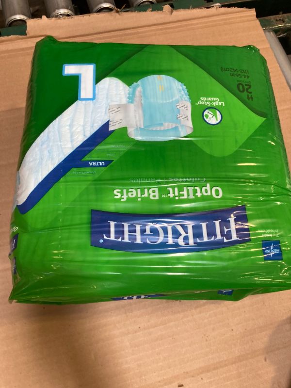 Photo 1 of FitRight Ultra Adult Diapers, Disposable Incontinence Briefs with Tabs, Heavy Absorbency, Large, 48"-58" (Pack of 20)