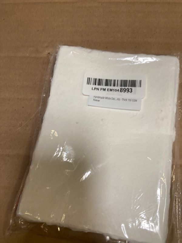 Photo 1 of Handmade White Deckle Edge Blank Paper - 5x7 Inch Package of 50 - Mixed Media Loose Leaf Paper for Postcards, Invitations, Crafts and Announcements - Thick 150 GSM