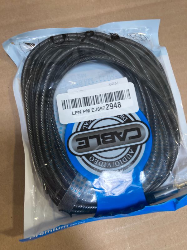 Photo 1 of 3.5 mm to 6.35 mm Audio Cable 15Ft, Gold-Plated Terminal Silver Color Zinc Alloy Housing 3.5mm 1/8" Male TRS to 6.35mm 1/4" Male TRS Nylon Braided Stereo Audio Cable for Cellphone, Amplifiers(15Ft/5M)