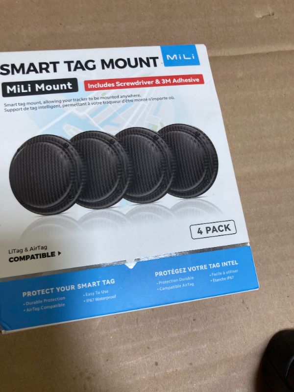 Photo 1 of 3M Adhesive Sticker Mount for AirTag MiTag GPS Tracker, Surface Stick-On Holder for Hiding Item Finder/Tracking Tag on Ski, Bike, Car, Trailer, Drone, Camera, Luggage, 4 Pack