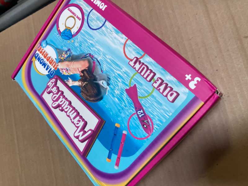 Photo 1 of 30 Pcs Diving Pool Toys for Kids Ages 3-12 - Little Mermaid Toys for Girls, Dive Sticks, Treasure Chest, Pink Shark Torped & Gems with Storage Bag, Summer Swim Water Toys for Pool Games, Bath & Party