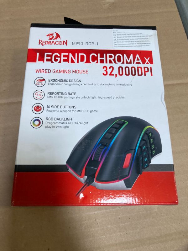 Photo 1 of Redragon M990 MMO Gaming Mouse, 32000 DPI High Precision Wired RGB Gamer Mouse w/23 Programmable Buttons, 16 Side Macro Keys, Software Supports, Aluminum Base