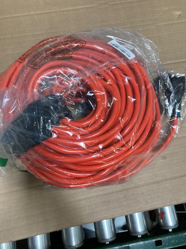 Photo 1 of PlugSaf RV 30 Amp to 110 Adapter Extension Cord 200 FT, NEMA TT-30P to NEMA 5-15R Heavy Duty Outdoor RV Electrical Adapter with Grip Handle, 12AWG 15Amp 125V 1875W, Black-Orange, ETL Listed