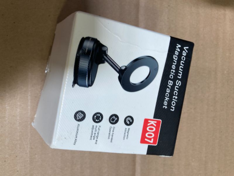 Photo 1 of ILKCC Vacuum Suction Magnetic Phone Holder, 2025 Upgraded Vacuum Suction Cup Mount for Magsafe, 360° Adjustable Foldable Portable Magnetic Car Phone Stand for Cars/Gyms/Mirrors/Smooth Surface (Black)