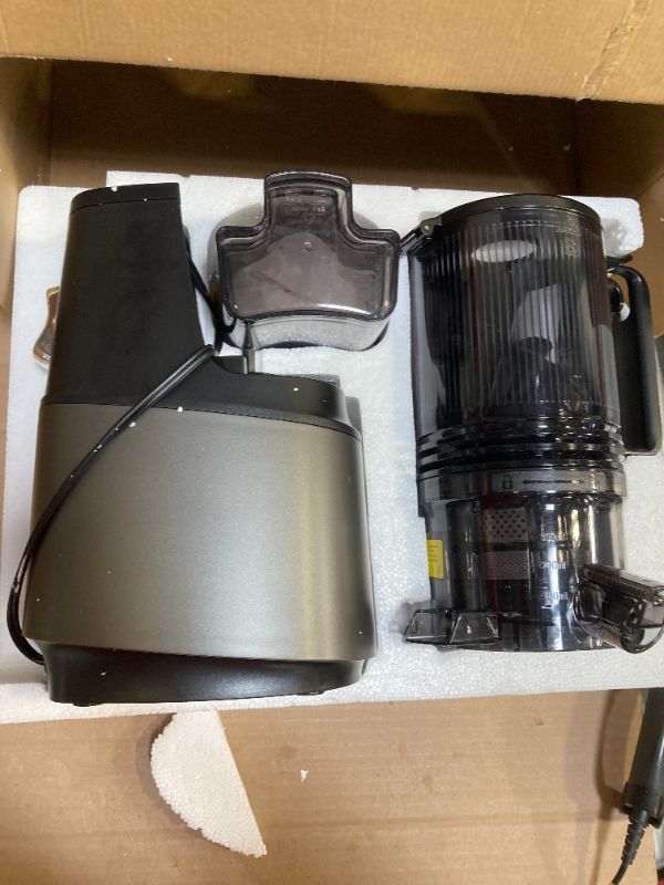Photo 1 of FOR PARTS ONLY-  Cold Press Juicer,Slow Masticating Juicer Machines with 5.3" Large Feed Chute for Most Fruits and Vegetables,Easy to Clean Lemon Orange Juicer with 250W Motor and High Juice Yield,Deep Grey
