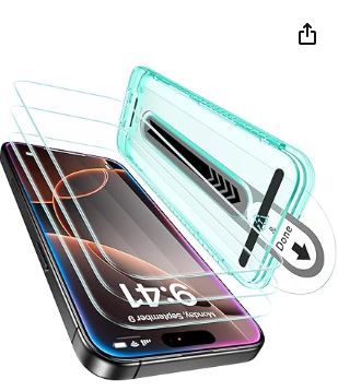 Photo 1 of ESR 3 Pack for iPhone 16 Pro Max Screen Protector, [9H Hardness] [Military Grade Shatterproof] Tempered Glass Film with Flawless Fit Tray, HD Clear, Scratch Resistant
