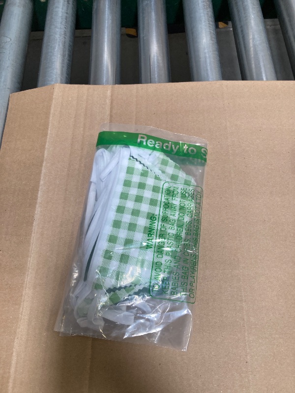 Photo 1 of 32Ft Green Party Decorations Green Buffalo Plaid Checkered White Triangle Flag Gingham Pennant Bunting Fabric Garland for Wedding Birthday Picnic BBQ Outdoor Golf Party Dinosaur Arbor Day Decorations