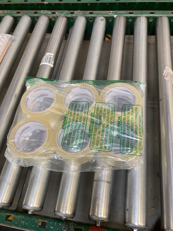 Photo 1 of Amazon Basics Packing Tape Rolls, 1.88 in x 72.2 Yards, 1.8 mil Thick, for Shipping and Moving, 6 Count, Clear