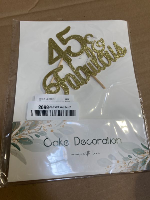Photo 1 of Gyufise 1Pcs 45 & Fabulous Cake Toppers 45 and Fabulous Cake Toppers for Happy 45th Birthday Cheers to 45 Party Decorations 45 Anniversary Birthday Cake Decorations Supplies