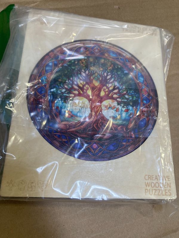 Photo 1 of Aeekdook Wooden Puzzles for Adults - Stained Glass Tree of Life Wooden Jigsaw Puzzle for Adults – Unique 200-Piece Art Puzzle, Premium Brain Teaser & Decorative Gift (11.4"x11.4")