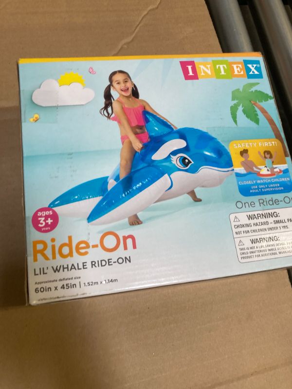 Photo 1 of INTEX Lil' Whale Inflatable Pool Float: Animal Pool Toy for Kids – 2 Heavy-Duty Handles – 88lb Weight Capacity – 60" x 45" – for Ages 3+