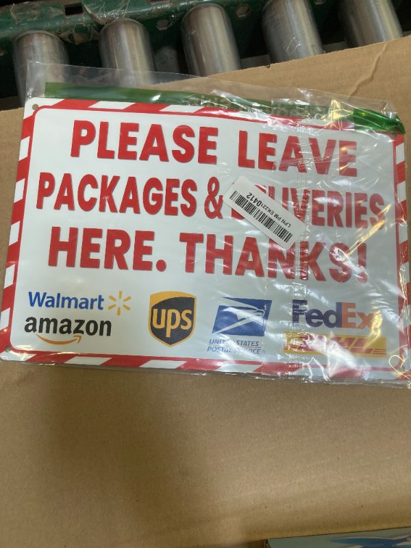 Photo 1 of ALKB Delivery Sign for Outdoor Use - Please Deliver All Packages to Front Door with Arrow Left - 8x12 Inch Delivery Instructions for Package