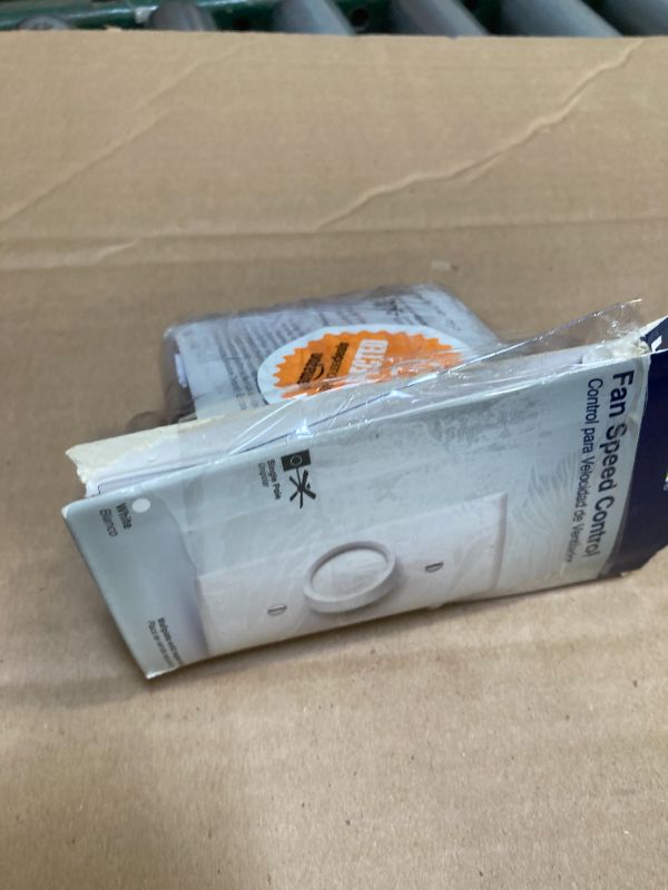 Photo 1 of Leviton Full Range Variable Fan Speed Control, 120 Vac, 60 Hz, 5 A, Switch, 612-6616-W, White