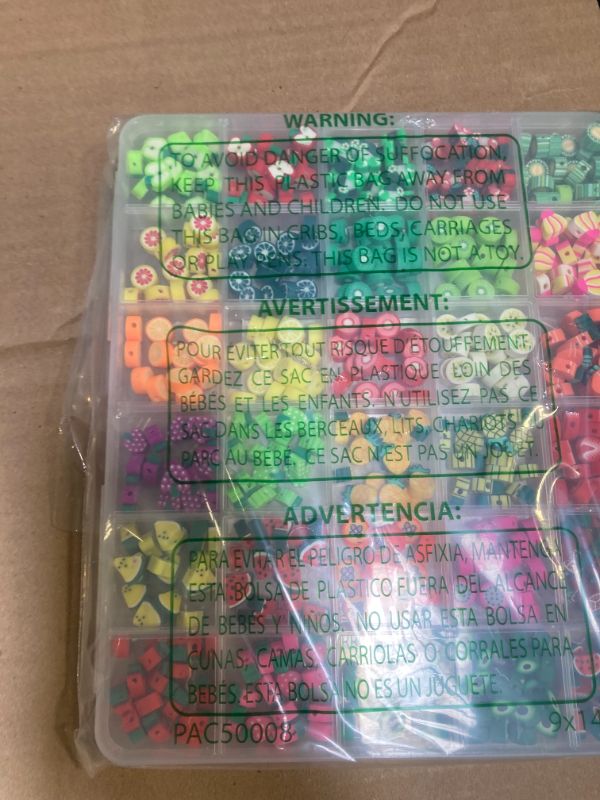 Photo 1 of richginker 600pcs Polymer Clay Beads Friendship Bracelet Making kit Cute Fun Charms Beads for Bracelet Making DIY Arts Crafts Birthday Gifts Toys for Kids Girls Age 6-13 Fruit