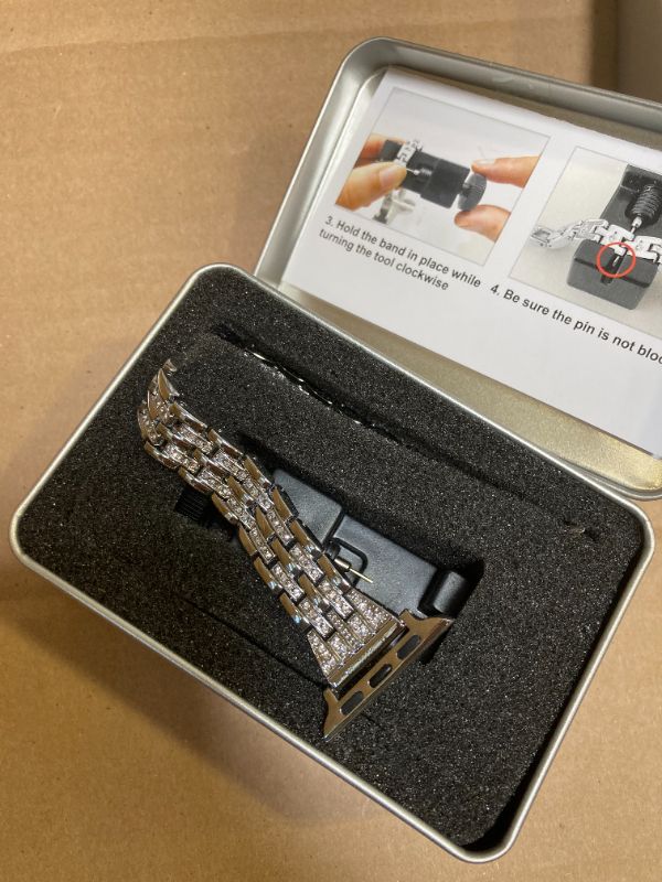 Photo 1 of Secbolt Bling Bands Compatible with Apple Watch Band 38mm 40mm 41mm 42mm(Series 10) Women iWatch SE Series 10 9 8 7 6 5 4 3 2 1, Dressy Jewelry Metal Wristband Strap Diamond Rhinestone, Silver