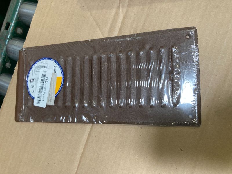 Photo 1 of Vent Systems - 3 x 10 Inch (Inner) Brown Metal Rectangular Soffit Air Vent Grille Cover, Register Vent Deflector Louver Built-in Mesh HVAC for Bathroom Home Office Kitchen 5" x 12" (Outer)