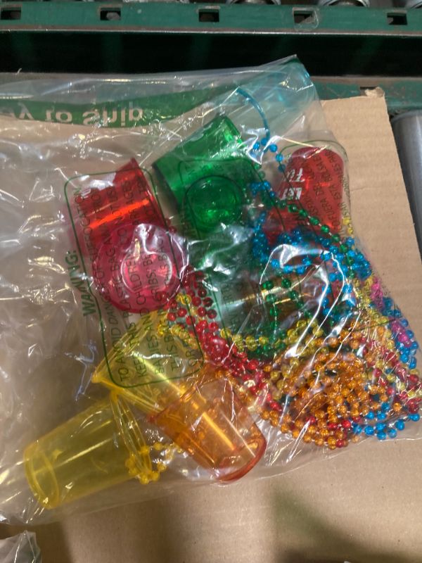 Photo 1 of 12 Packs Let's Fiesta Shot Glass Necklaces Bead Cinco De Mayo Necklace Plastic Shot Glasses Party Necklaces Mexican Cup for Bachelorette Fiesta Party Favors Supplies, Multi Color