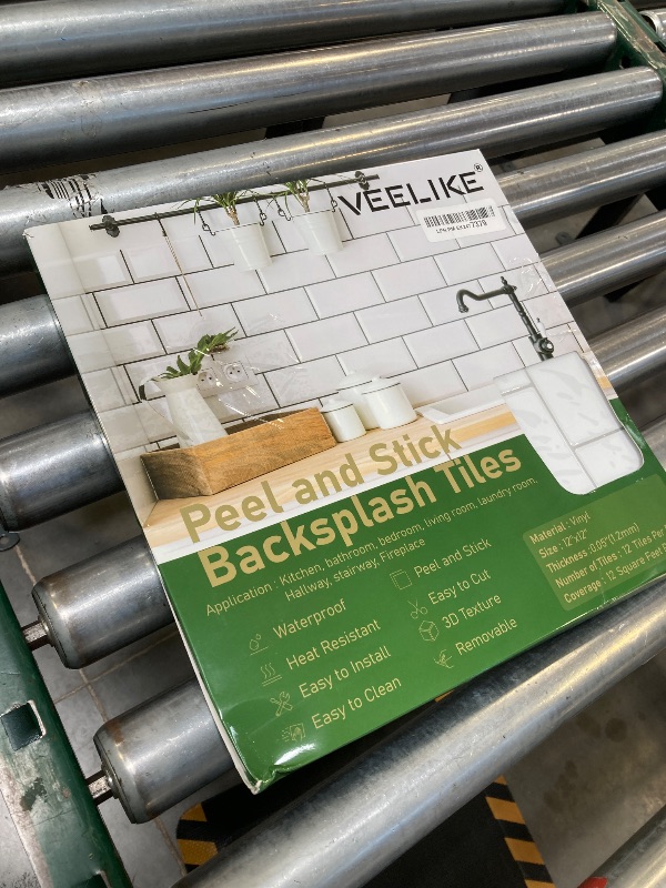 Photo 1 of VEELIKE 12-Sheets White Peel and Stick Backsplash for Kitchen White Subway Backsplash Tiles with Silver Grout 12''x12'' Removable Waterproof Back Splash Stick on Tile for Bathroom Laundry Room Renters