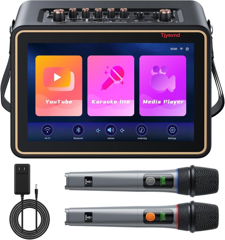 Photo 1 of Smart Karaoke Machine with Lyrics Display, 12.1 Inch IPS Touch Screen, Two Wireless Microphones, Portable Bluetooth Speaker PA System for Home Outdoor Party