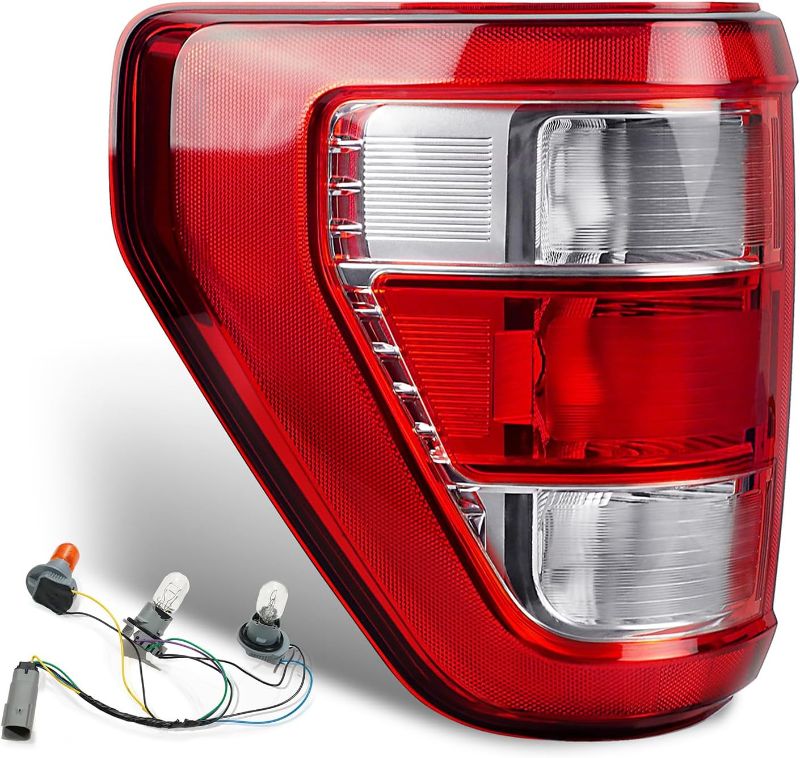 Photo 1 of Tail Light Assembly Compatible with Ford F150 XL XLT 2021 2022 2023, F150 Halogen W/o Blind Spot Taillight W/Bulb & Harness, Left Driver Side, OEM: ML3Z13405F
