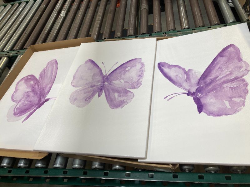 Photo 1 of Framed Butterfly Wall Decor Paintings Set of 3 - Purple Butterfly Wall Art Canvas Prints, Cute Purple Room Decor for Girls Bedroom Nursery Home Decor 16X24 Inches
