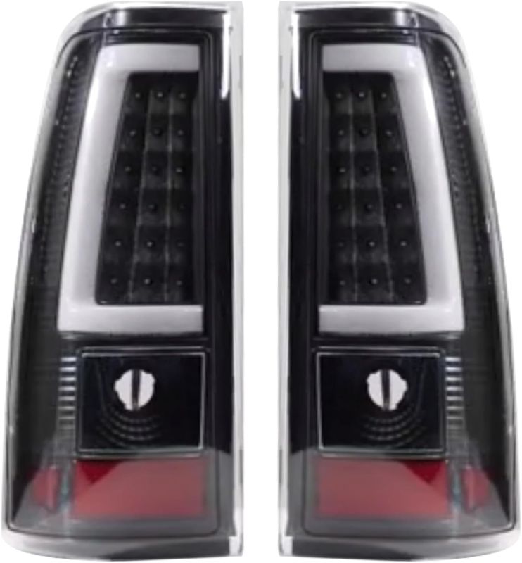 Photo 1 of Tail Lights Compatible with 2003-2006 Chevy Silverado 1500 2500 3500 2007 Classic, C-Type LED Tube Clear Lens Rear Brake Lamps OE Replace GM2800174, GM2801174
