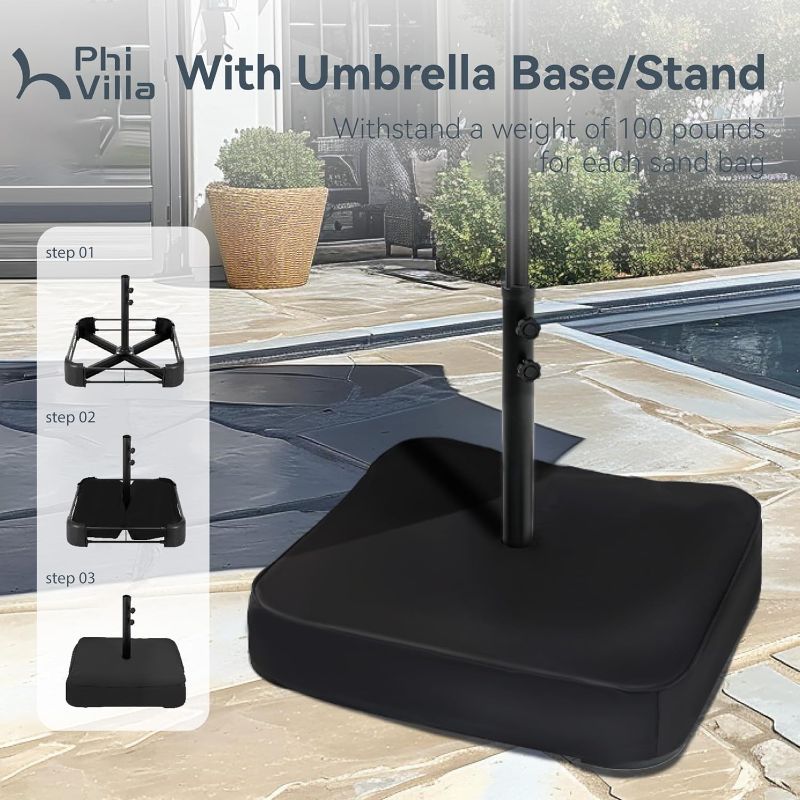 Photo 1 of PHI VILLA 15ft Patio Umbrella Double-Sided Outdoor Market Extra Large Umbrella with Crank, Umbrella Base Included (Dark Red)
