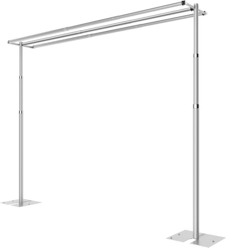 Photo 1 of 10x10ft  And Drape Backdrop Stand, Three Crossbar, Heavy Duty Adjustable Background Frame with Metal Base for Parties Photography Wedding Photoshoot Decoration