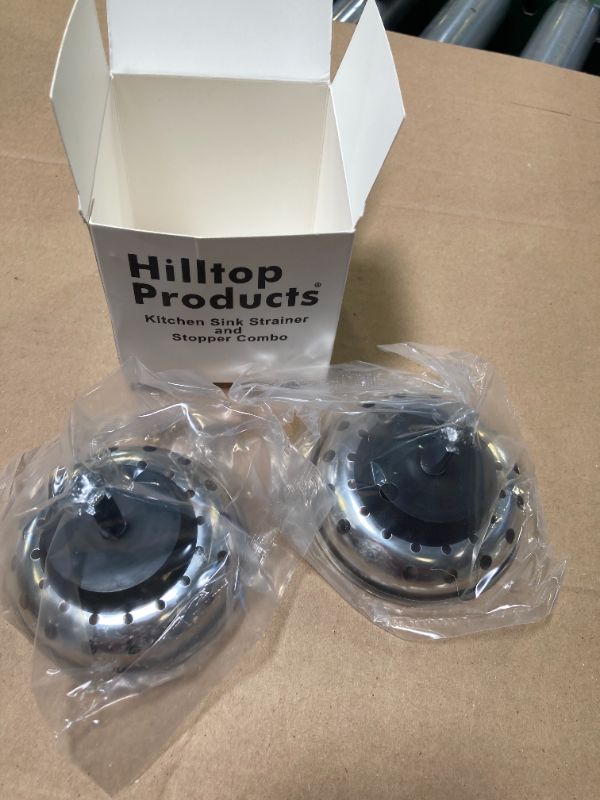 Photo 1 of 2 Pack - Kitchen Sink Strainer and Stopper Combo Basket Replacement for Standard 3-1/2 inch Drain, Stainless Steel Basket with Plastic Knob, Rubber Stopper Bottom - Hilltop Products
