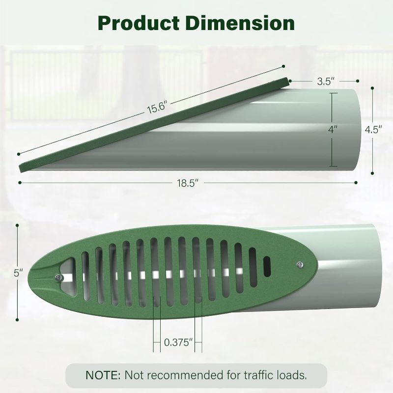 Photo 1 of 4 in. Green Angled Drainage Grate Yard Drain, Yard Drain Emitter for Sump Pump Discharge & Downspout Extensions, Protect Home Foundation & Reduce Stagnant Water, Compatible with 4-Inch Connections
