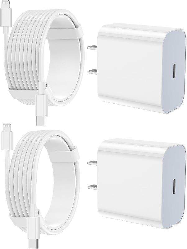 Photo 1 of iPhone Charger Fast Charging 2 Pack Type C Wall Charger Block with 2 Pack [6FT&10FT] Long USB C to Lightning Cable for iPhone 14/13/12/12 Pro Max/11/Xs Max/XR/X,AirPods Pro
