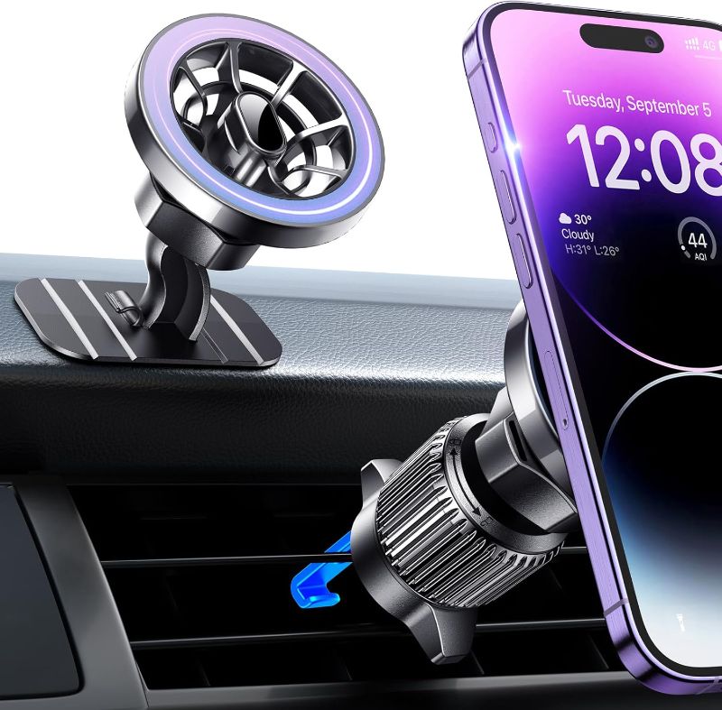 Photo 1 of for MagSafe Car Mount, [Strong Magnets] Magnetic Phone Holder for Car Phone Holder Mount Dash Vent [360° Rotation]iPhone Car Mount Car Accessories for iPhone 15 14 13 12 Pro Max Plus Max Mini MagSafe
