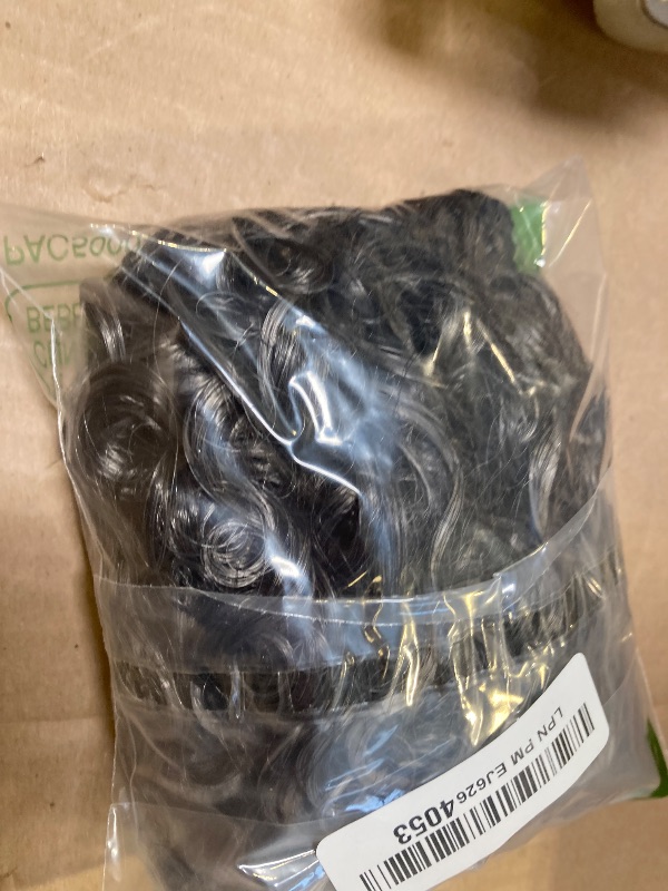 Photo 1 of Adancyler Natural Afro Kinky Curly Short Hair Toppers with Bangs Black Clip in Synthetic Wiglets Hair Pieces for Men and Women with Thinning Hair Instant Volume and Style(1B/Gray)