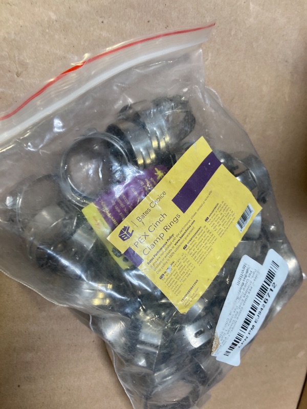 Photo 1 of Bates- PEX Cinch Clamp Rings, 1-Inch, 50 Pack, Stainless Steel, Pex Clamps, Pex Rings, 1 Pex Crimp Rings, Pex clamp, 1 inch Pex Clamps, Pex Pipe Clamps, Crimp Clamps, 1 inch Pex Crimp Rings