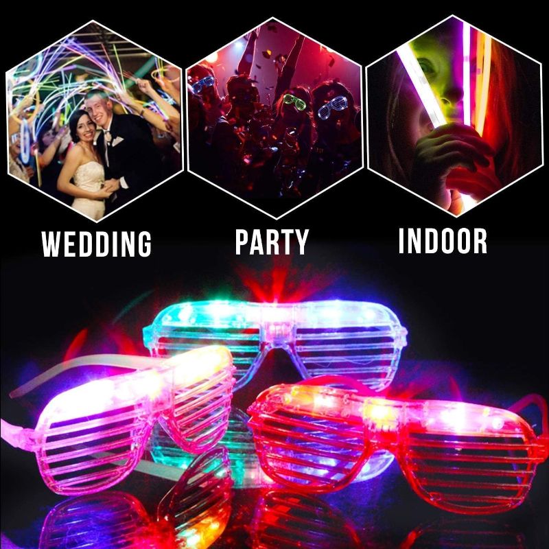 Photo 1 of   Glow in the Dark Party Supplies for Kids Adults,Light Up Party Favors  LED Glow Glasses Sunglasses 