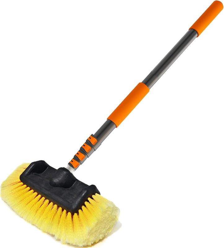 Photo 1 of 16FT Car Wash Brush with Long Handle, Car Cleaning Brush with 12 Inch Soft Bristle, Solar Panels Cleaner with Telescoping Pole for RV, Truck, Boat, House Siding
